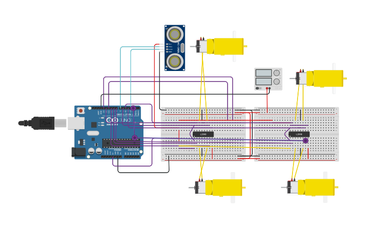 Sumo Arduino Design Circuit design Prototipo 1 ARDUINO SUMO - Tinkercad