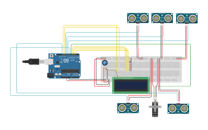 Circuit design Smart Parking System - Tinkercad