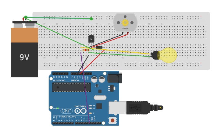 Circuit design inter facing dc motor with arduino | Tinkercad