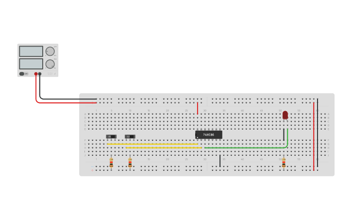 Circuit design XOR Gate | Tinkercad