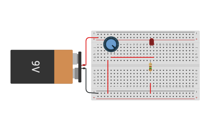 Circuit design led y potenciometro - Tinkercad