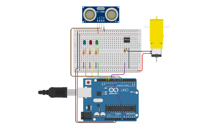 Circuit design "dispensador de alcohol (mini bomba de agua)" - Tinkercad