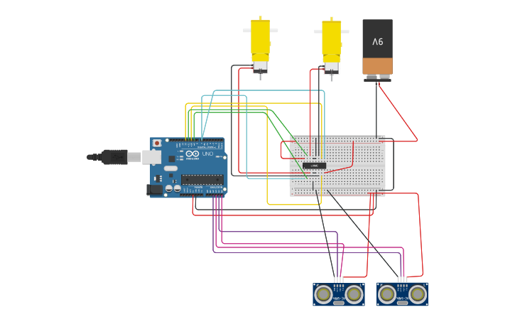 Circuit design 2 sensores 2 motores - Tinkercad