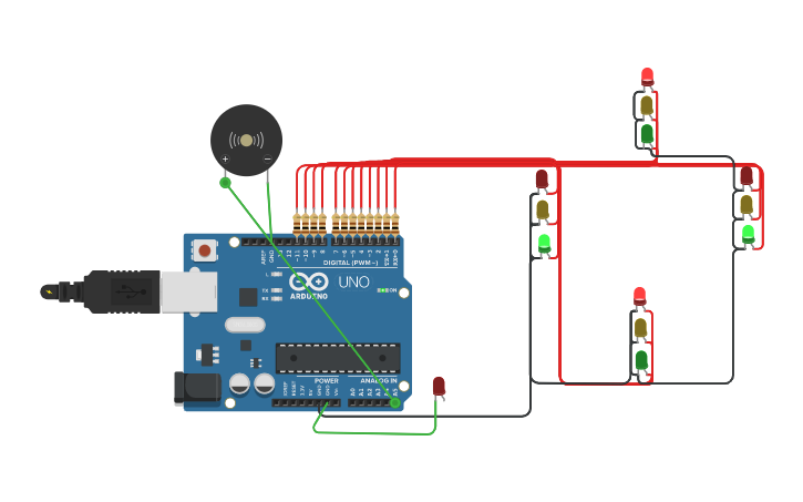 Circuit Design 4 Way Traffic Light Tinkercad