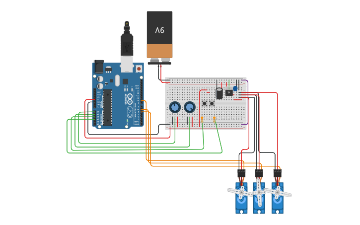 Circuit design Catapulta - Tinkercad