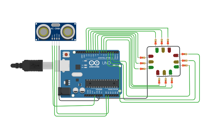 Circuit design Ambulance Traffic Control Light System, - Tinkercad