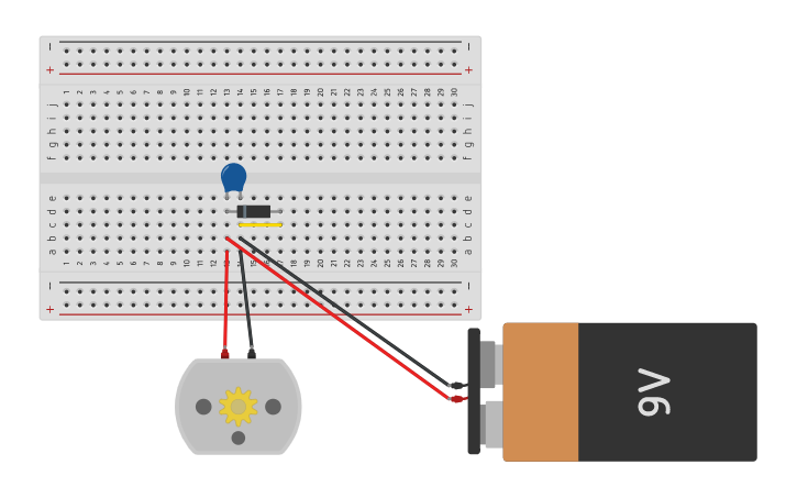 Circuit design DC motor without Arduino - Tinkercad