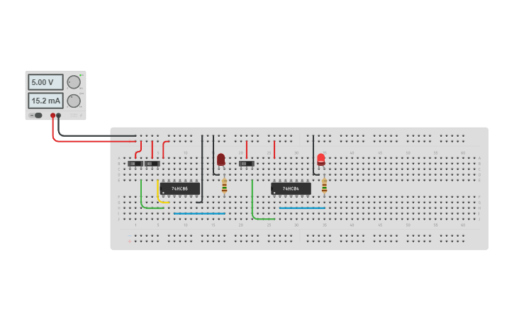 Circuit design NOT and XOR Gate | Tinkercad