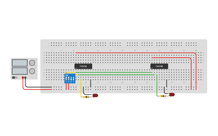 Circuit design Half Adder - Tinkercad