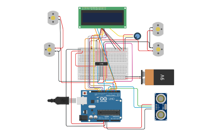 Circuit design Obstacle avoiding robot - Tinkercad