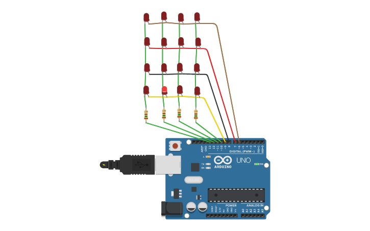 Circuit design Arduino-Matriz de LEDs 4x4-Laila - Tinkercad