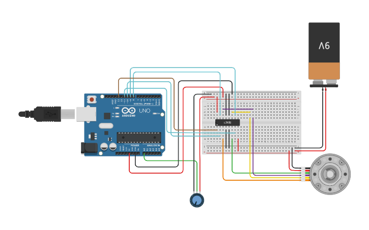 Circuit design Stepper motor ckt 5 - Tinkercad