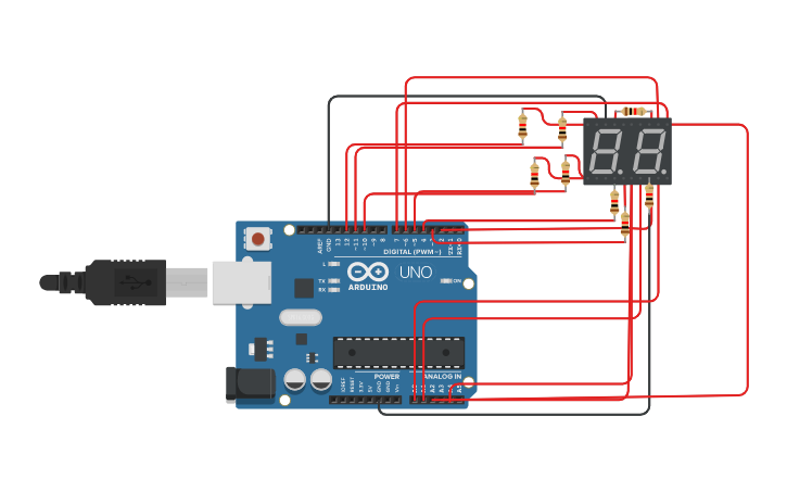 Circuit design 7 SEGMENT DISPLAY - Tinkercad