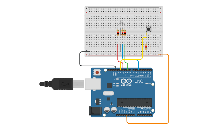 Circuit design Ejercicio LEDS RGB | Tinkercad