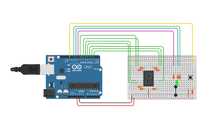 Circuit design SEVEN SEGMENT DISPLAY USING ARDUINO - Tinkercad