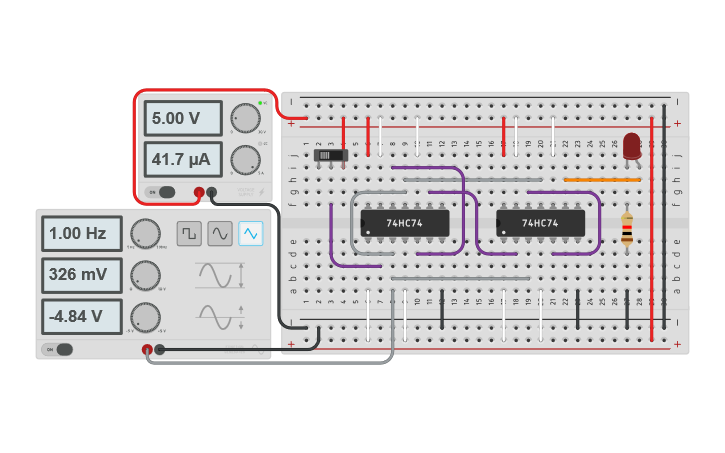 Circuit design Serial Input Serial Output (SISO) Shift Register - Tinkercad