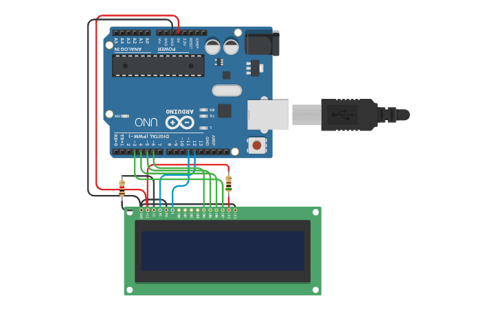 Circuit design LCD Display Arduino Hello World on Tinkercad - Tinkercad
