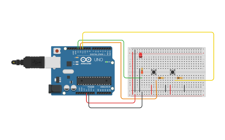 Circuit design DOIS BOTÕES - Tinkercad