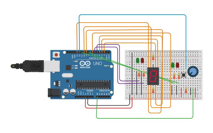 Circuit design Example 7 Segment Plus | Tinkercad