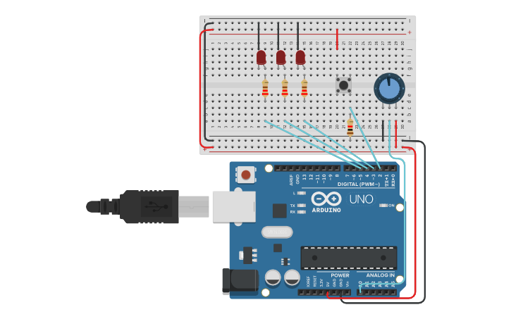 Circuit design Desafio 3 PRI | Tinkercad