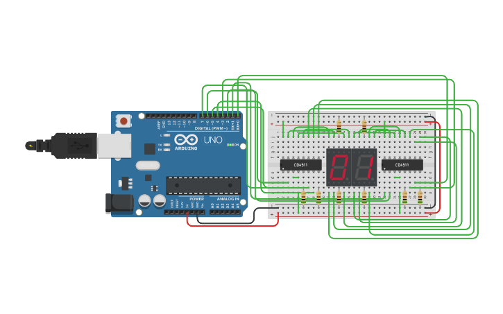 Circuit design 7 Segment Display Activity - Tinkercad