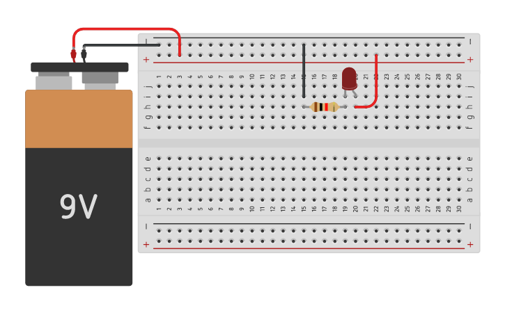 Circuit design Led + Protoboard - Tinkercad