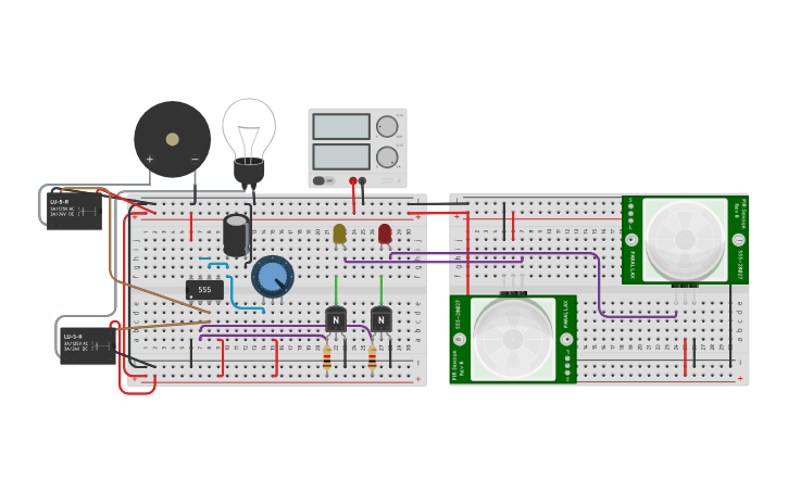 Circuit design Motion activated security alarm - Tinkercad
