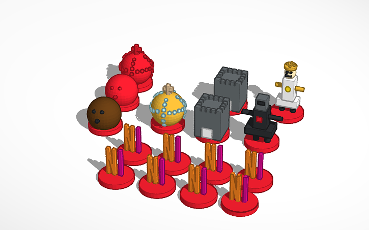 3D design 30mm Monty Python and the Holy Grail #Chess Set - Tinkercad