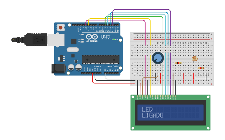 Circuit design Sensor LDR - Tinkercad