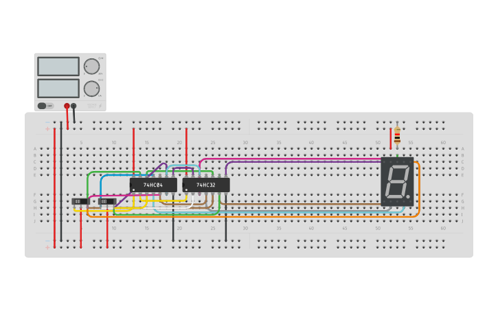 Circuit design Decodificador de 4 letras IM19186 2C - Tinkercad