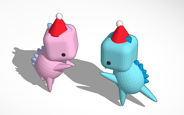 3D design Christmas boxing dinosaurs - Tinkercad