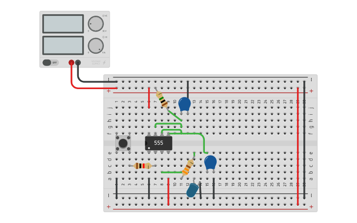 Circuit design Monostable 555 Timer R | Tinkercad