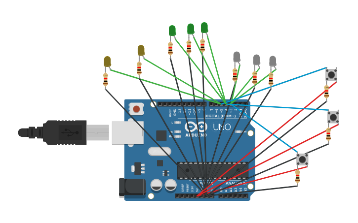 Circuit design rock, paper, scissors - Tinkercad