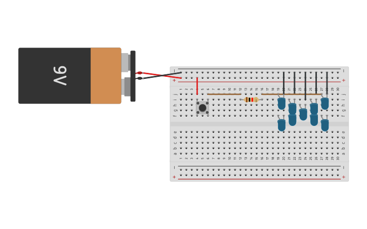 Circuit design pulsador X - Tinkercad