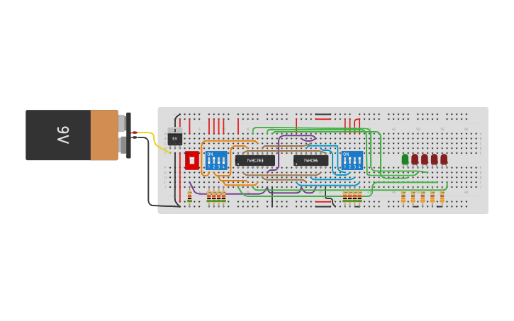 Circuit design 3 bit adder subtractor - Tinkercad