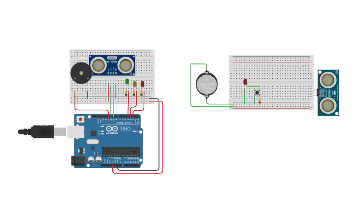 Circuit design Demo Ultrasonic Sensor - Tinkercad