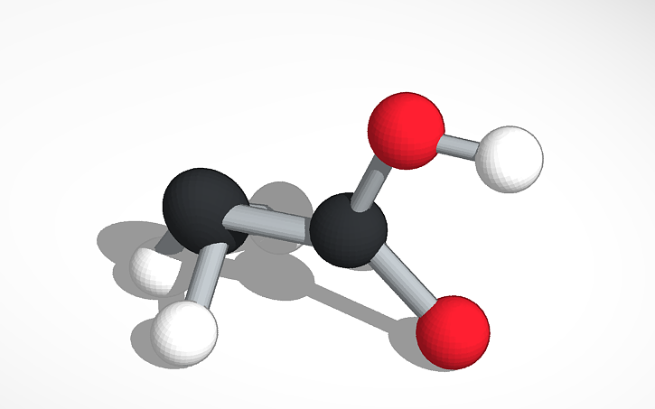 3D design Vinegar molecule CH3COOH | Tinkercad