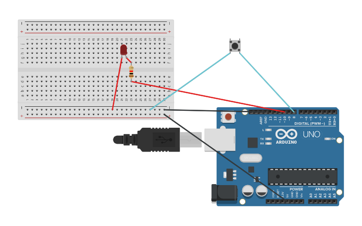 Circuit design Led met schakelaar Arduino - Tinkercad