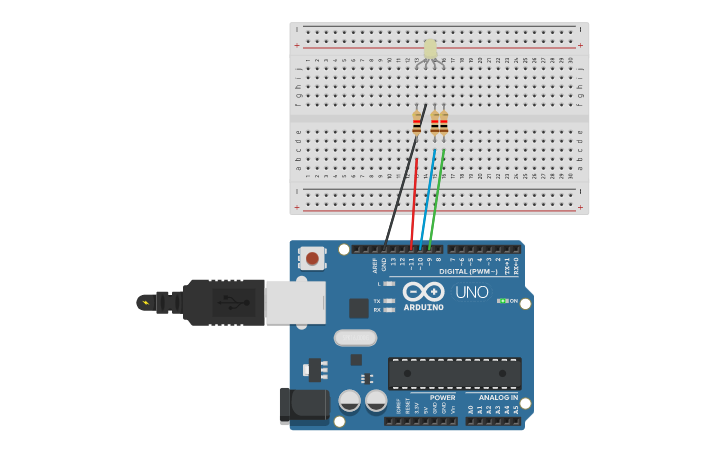 Circuit design led RGB 1 | Tinkercad