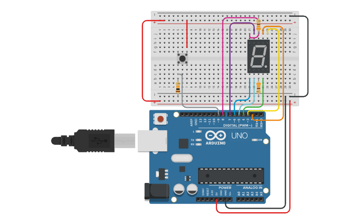 Circuit design Exp2 - 7 segments display with push-button arduino ...