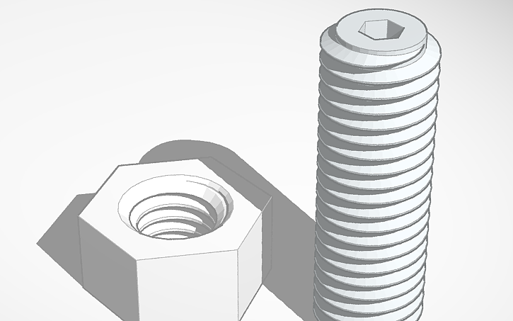 3D design M12x1.75 thread nut and set screw - Tinkercad