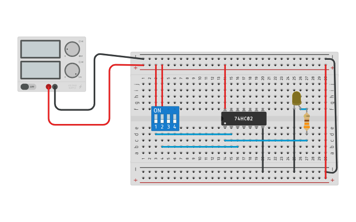 Circuit design COMPUERTA NOR - Tinkercad