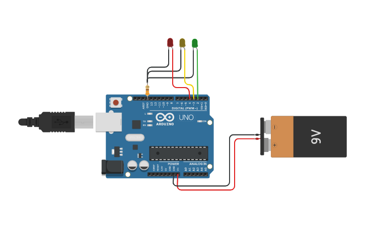 Circuit design SEMÁFORO - ARDUINO | Tinkercad