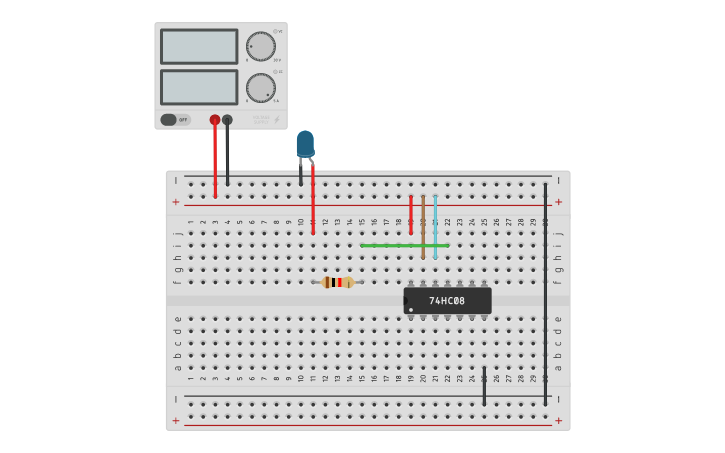 Circuit design Lab1 Q3 74LS08 - Tinkercad