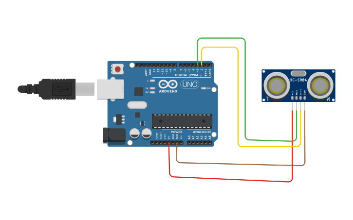 Circuit design Ultrasonic sensor Arduino | Tinkercad
