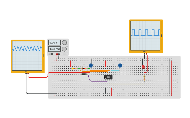 Circuit design astable multivibrator | Tinkercad