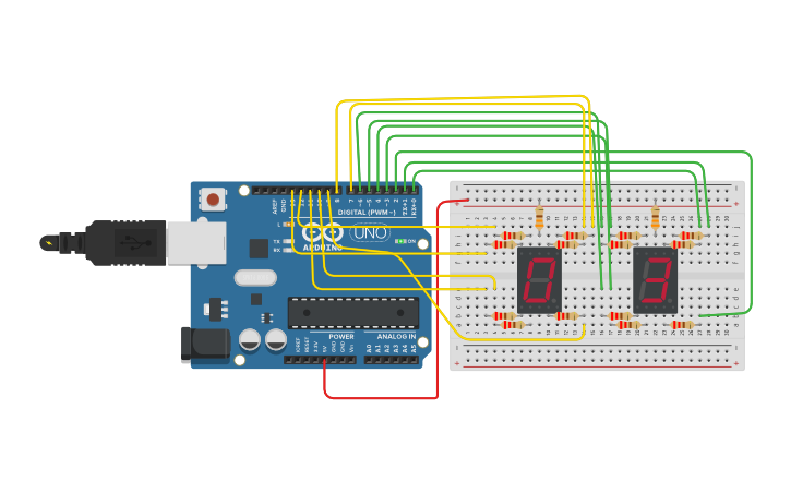 Circuit design contador 00 a 99 aut | Tinkercad