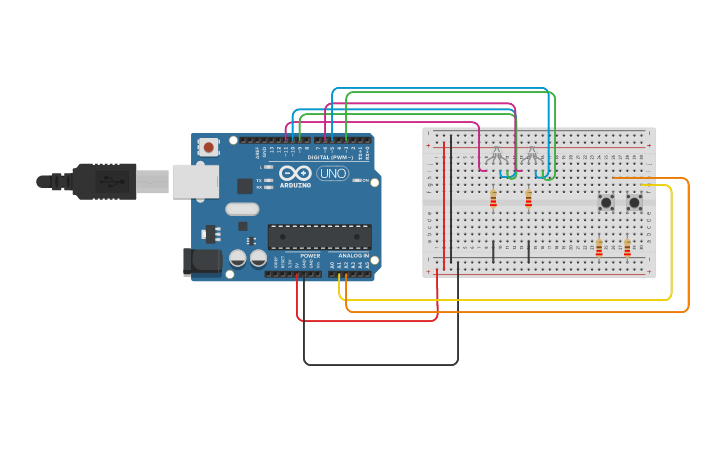 Circuit design do while RGB | Tinkercad