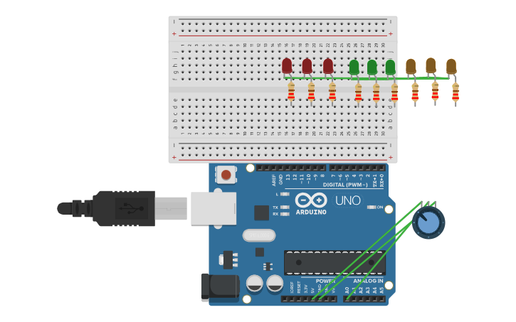 Circuit design fuel led gauge | Tinkercad