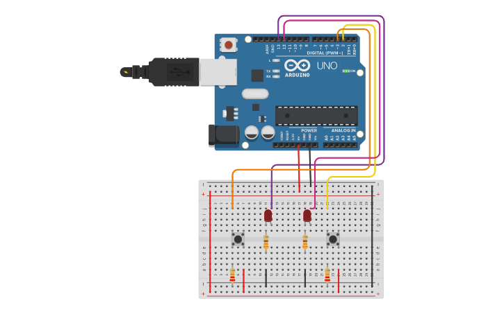 Circuit design Va et Vient - Tinkercad